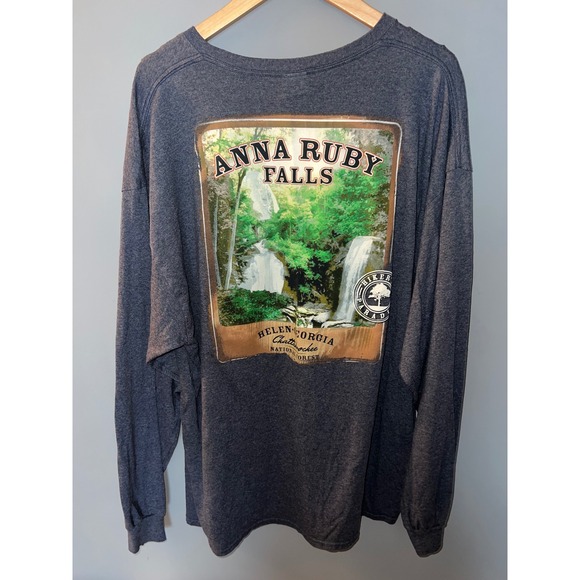 Delta Pro Weight Other - Anna Ruby Falls Georgia Long Sleeve T-Shirt 2XL Heather Navy Delta Pro Weight